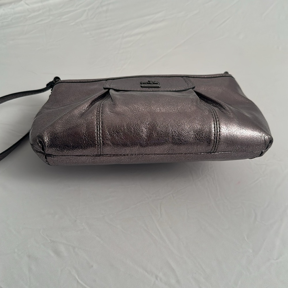 Coach Madison large metallic pewter leather wristlet or clutch evening bag - Picture 3 of 8